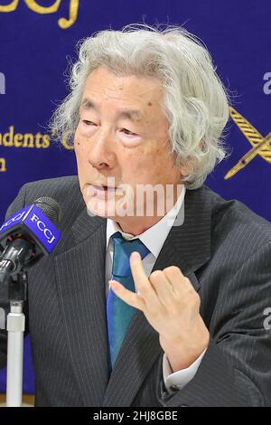 Tokyo, Japon.27th janvier 2022.Dénoncer le plan de l'Union européenne « l'énergie nucléaire en tant qu'énergie durable ».L'ancien Premier ministre japonais Junichiro Koizumi tient une conférence de presse au Foreign Corintins' Club of Japan (FCCJ) le 27 janvier 2022 à Tokyo, au Japon.(Photo de Kazuki Oishi/Sipa USA) crédit: SIPA USA/Alay Live News Banque D'Images