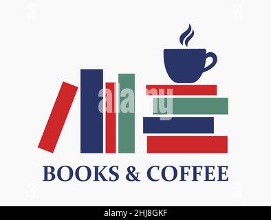 Illustration vectorielle de livres et de coffee Flat. Illustration de Vecteur