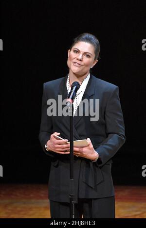 La princesse Victoria assiste à la remise de bourses de la Fondation Micael Bindefeld à la mémoire de l'Holocauste, Théâtre dramatique royal, Stockholm Foto Claudio Bresciani / TT kod 10090 Banque D'Images