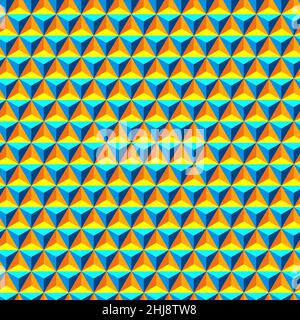 Motif abstrait sans couture avec triangles et pyramides.Arrière-plan de couleur vectorielle. Illustration de Vecteur