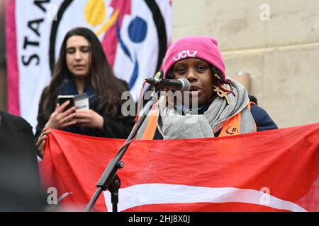 Londres, Royaume-Uni.Janvier 27th 2022.Protestation contre la nationalité « fasciste et raciste » et le projet de loi sur les frontières visant les minorités et les personnes de couleur. Banque D'Images