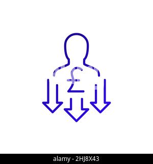 réduire l'icône de ligne de coût de main-d'œuvre avec un carré Illustration de Vecteur