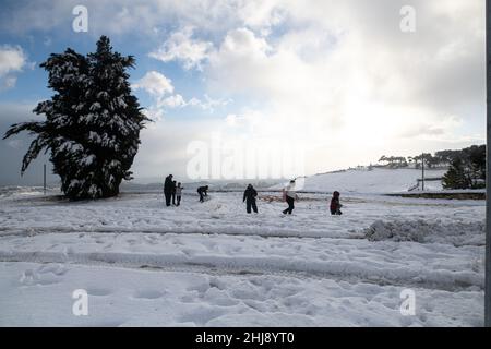 La tempête d'Elpis couvre Jérusalem avec de la neige Banque D'Images