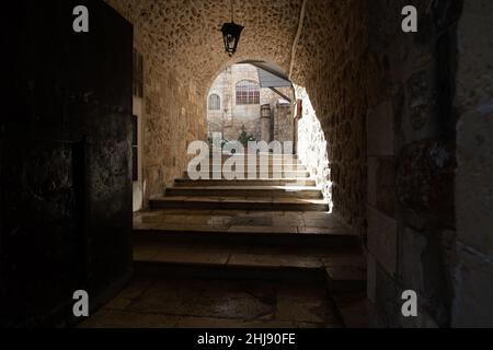 La tempête d'Elpis couvre Jérusalem avec de la neige Banque D'Images