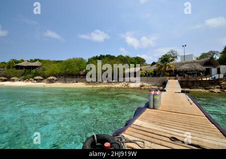 Plage à Playa Kalki, Alice in Wonderland, Westpunt, Curaçao, Kura Hulanda Lodge Banque D'Images