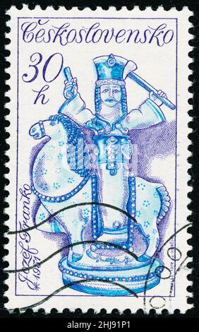 POLTAVA, UKRAINE - 27 janvier 2022.Timbre d'époque imprimé en Tchécoslovaquie vers 1978 montre la céramique slovaque Banque D'Images