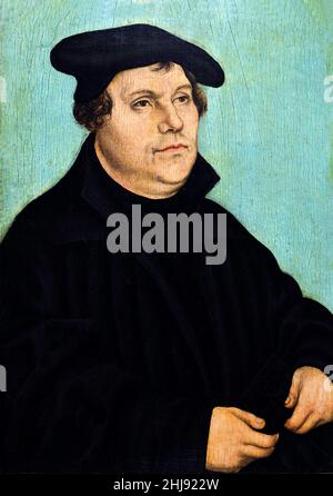 Martin Luther (1483-1546).Portrait de Lucas Cranach The Elder (1472-1553), huile sur panneau, 1532/3 Banque D'Images