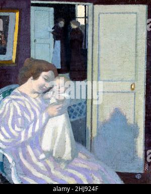 Mère et enfant par l'artiste français Maurice Denis (1870-1943), huile sur toile, 1895 Banque D'Images