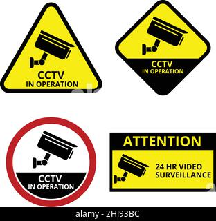 cctv en fonctionnement, panneaux de vidéosurveillance - vecteur Illustration de Vecteur