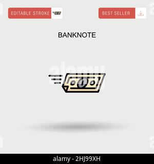 Icône de vecteur simple de billet de banque. Illustration de Vecteur
