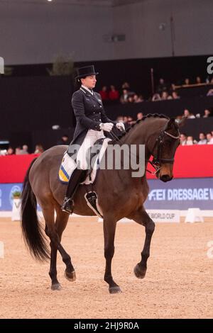 Inna Logotenkova et Fleraro UKR lors de la coupe du monde de la FEI 2019 de Longines, le 30 2019 novembre à Madrid, Espagne Banque D'Images