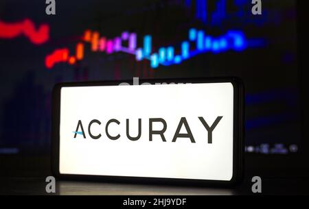 Brésil.27th janvier 2022.Dans cette illustration, un logo Accuray Incorporated apparaît sur l'écran d'un smartphone.(Credit image: © Rafael Henrique/SOPA Images via ZUMA Press Wire) Banque D'Images