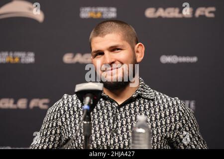 MIAMI, Floride, Miami, Floride, États-Unis.27th janvier 2022.MIAMI, FL- JANVIER 27: Khabib Nurmagomedov à l'Eagle FC 44 - Spong vs Kharitonov événement au FLX Cast Arena le 27 janvier 2022 à MIAMI, FL, États-Unis.(Credit image: © Louis Grasse/PX Imagens via ZUMA Press Wire) Banque D'Images