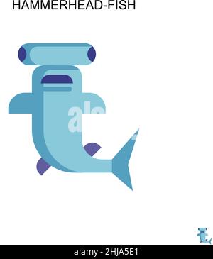 Icône de vecteur simple Hammerhead-Fish.Modèle de conception de symbole d'illustration pour élément d'interface utilisateur Web mobile. Illustration de Vecteur