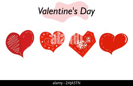 Un ensemble de coeurs en couleur.Beaux coeurs rouges symbolisant l'amour et la dévotion.Un symbole de l'amour et des vacances de la Saint-Valentin.Illustration vectorielle. Illustration de Vecteur
