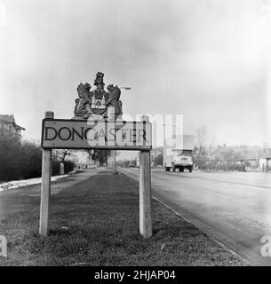 Bienvenue à Doncaster, dans le Yorkshire du Sud.5th avril 1962. Banque D'Images