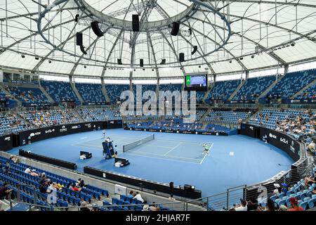 Sydney, Australie, 14 janvier 2022.Une vue générale pendant le match de tennis classique de Sydney entre Andy Murray, de Grande-Bretagne, et Reilly Opelka, des États-Unis.Crédit : Steven Markham/Speed Media/Alay Live News Banque D'Images