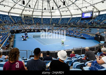 Sydney, Australie, 14 janvier 2022.Une vue générale pendant le match de tennis classique de Sydney entre Andy Murray, de Grande-Bretagne, et Reilly Opelka, des États-Unis.Crédit : Steven Markham/Speed Media/Alay Live News Banque D'Images