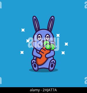 illustration vectorielle d'un joli lapin comme des carottes. illustration plate Illustration de Vecteur