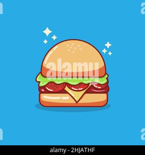 Illustration vectorielle d'un hamburger à restauration rapide.Conception isolée sur fond plat orange. conception plate Illustration de Vecteur