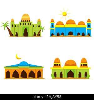 ensemble d'illustrations vectorielles d'une mosquée dans le désert avec différentes formes et couleurs Illustration de Vecteur