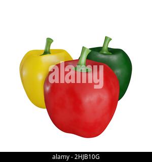 3d rendu de poivrons de différentes couleurs Banque D'Images