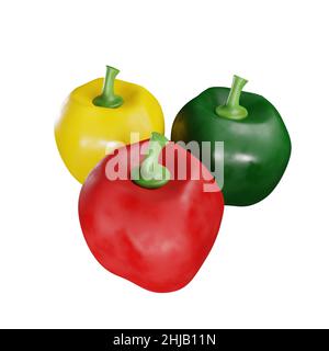 3d rendu de poivrons de différentes couleurs Banque D'Images