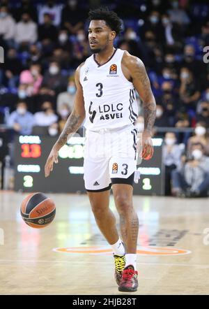 Chris Jones d'ASVEL lors du match de basket-ball EuroLeague de Turkish Airlines entre le FC Barcelone et LDLC ASVEL le 27 janvier 2022 au Palau Blaugrana à Barcelone, Espagne - photo Laurent Lairys / DPPI Banque D'Images