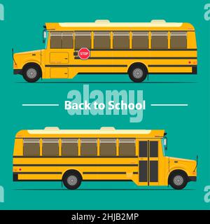 le bus scolaire. design plat. apprendre du temps avec des amis. illustration vectorielle eps10 Illustration de Vecteur