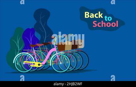 retour à l'école. la bicyclette au parc scolaire. illustration vectorielle eps10 Illustration de Vecteur