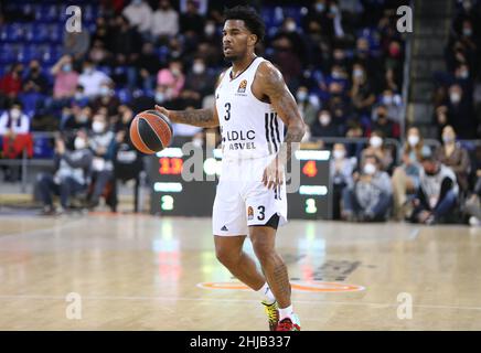 Chris Jones de Lyon - Villeurbanne lors du match de basket-ball Euroligue de Turkish Airlines entre le FC Barcelone et LDLC ASVEL le 27 janvier 2022 au Palau Blaugrana à Barcelone, Espagne - photo Laurent Lairys / MAXPPP Banque D'Images