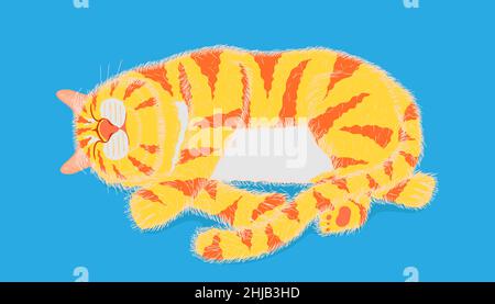 chat dormant sur fond bleu pastel. illustration vectorielle eps10 Illustration de Vecteur
