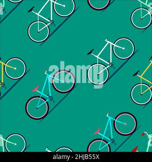modèle sans couture. ensemble de vélo à quatre roues fixes. plat coloré style moderne. illustration vectorielle eps10 Illustration de Vecteur