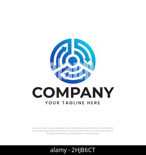 Logo de la flèche circulaire.Les icônes peuvent être utilisées pour les logos d'entreprise et de technologie.Éléments de modèle de logo Flat Vector. Illustration de Vecteur
