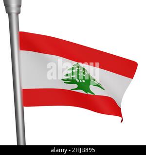 3d restitution du concept de drapeau libanais journée nationale du liban Banque D'Images