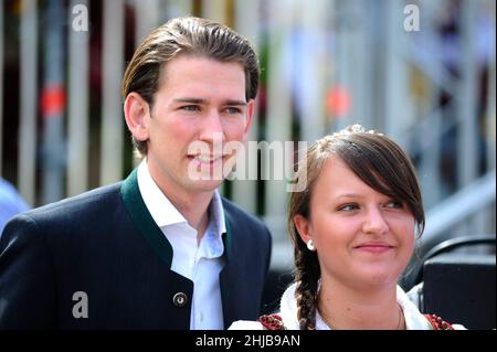 Vienne, Autriche. 07 septembre 2014. Harvest Festival 2014 à Vienne sur la place des héros. Sebastian Kurz, ministre des Affaires étrangères à partir de 2013-2017 Banque D'Images