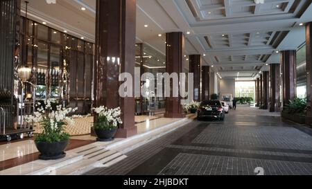 Entrée principale de l'hôtel Bangkok Marriott Marquis Queen's Park, Bangkok, Thaïlande Banque D'Images