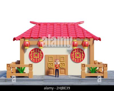 3d rendu du temple chinois nouveau concept d'année Banque D'Images