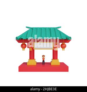 3d rendu du temple chinois nouveau concept d'année Banque D'Images