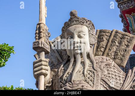 Figure de gardien, temple Wat Pho, Bouddha couché, Bangkok, Thaïlande Banque D'Images