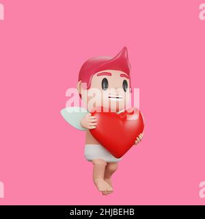 3d rendu du concept de jour de saint-valentin de personnage de cupidon Banque D'Images