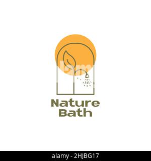 feuille de taille basse avec douche logo de bain conception vecteur graphique symbole icône illustration idée créative Illustration de Vecteur