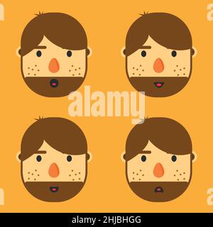 illustration vectorielle de la conception de personnages illustration de visages masculins Illustration de Vecteur