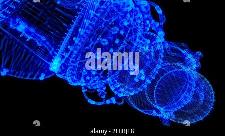 Moteur à turbine à gaz.Modèle à châssis métallique 3D.3d rendu Banque D'Images