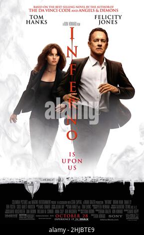 Année Inferno : 2016 Etats-Unis Directeur : Ron Howard Tom Hanks, Felicity Jones affiche américaine Banque D'Images