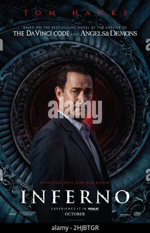 Année Inferno : 2016 Etats-Unis Directeur : Ron Howard Tom Hanks affiche américaine Banque D'Images