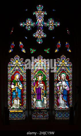 Vitraux par William Wailes c 1864 Église Brome, Suffolk, Angleterre, Royaume-Uni Mary Magdalene, bon Berger,Saint Martha de Bethany Banque D'Images