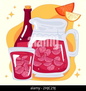 Illustration de la sangria rafraîchissante dessinée à la main illustration vectorielle. Illustration de Vecteur