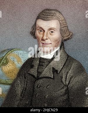 Henry Andrews (1744-1820), astronome et mathématicien anglais.Colorisation d'une gravure en 19th siècle par T. Blood d'après J. Watson. Banque D'Images