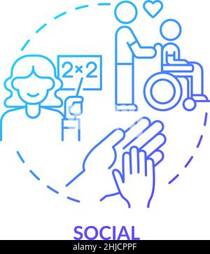 Icône de concept de gradient bleu d'occupation sociale Illustration de Vecteur